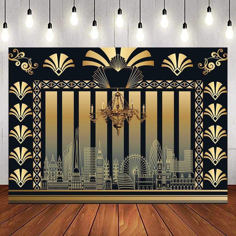 GYA 7x5FT The Great Gatsby Retro 1920s Backdrop Roaring 20s Party Photography Background Retro Art Birthday Photocall Prom Adult Happy Birthday Bachelor Party Studio Props - Image 3